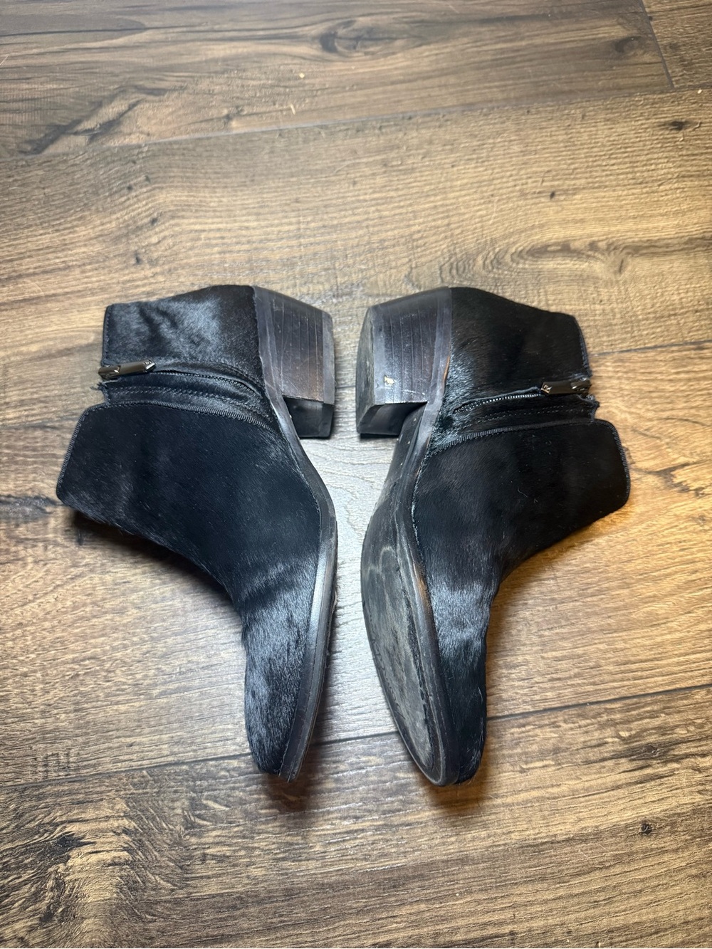 Sam Edelman Black Dyed Cow Fur Ankle Zip Booties Leather Size US 6M - Picture 3 of 11
